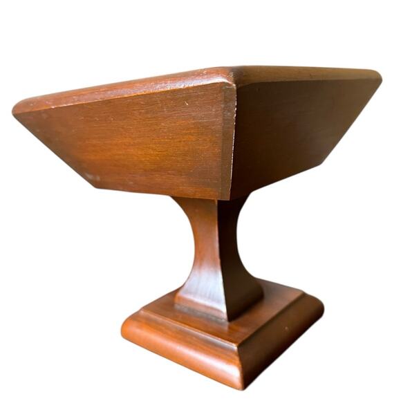 Vintage Wooden Pedestal Centerpiece Table Decor MCM Solid Wood - Picture 2 of 7